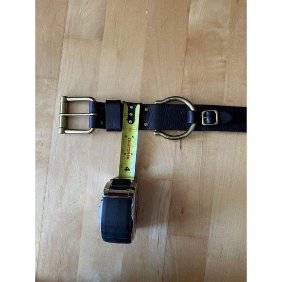VTG Ralph Lauren Black Brass Buckle Equestrian D Ring Leather Belt XL
